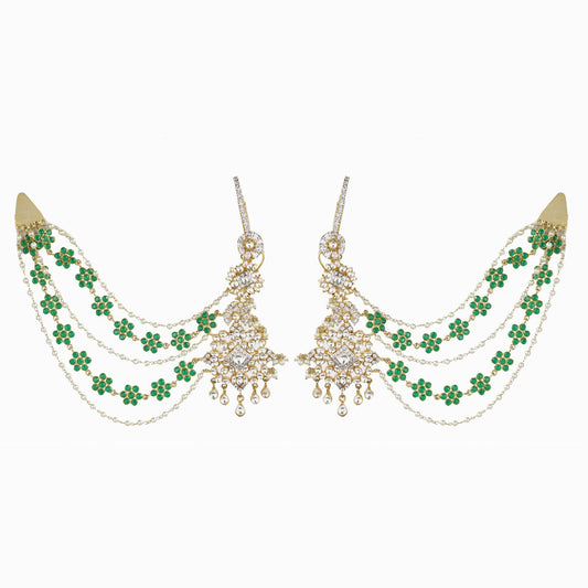 Statement Earrings with Kaan Chain - Auraa Trends - Earrings with Kaan Chain - # - Auraa Trends - Statement Earrings with Kaan Chain