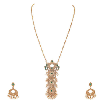 Stone Studded & Beaded Jewellery Set - Auraa Trends - Necklace Set - # - Auraa Trends - Stone Studded & Beaded Jewellery Set
