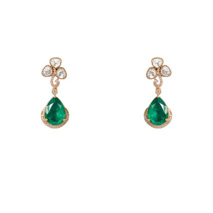 Stylish Emerald and CZ Stone Women's Necklace &amp; Earring Set - Auraa Trends - Choker - Stylish Emerald and Stone Necklace