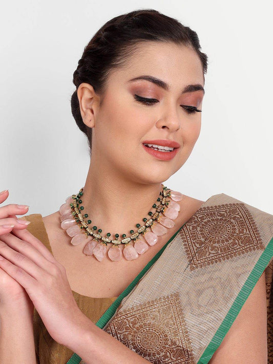 Tantalizing Gold Plated Kundan Necklace Set - Auraa Trends