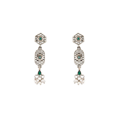 Temple - Inspired Oxidized Silver Necklace Set with Earring - Auraa Trends - Pendant - # - Auraa Trends - Temple - Inspired Oxidized Silver Necklace Set with Earring