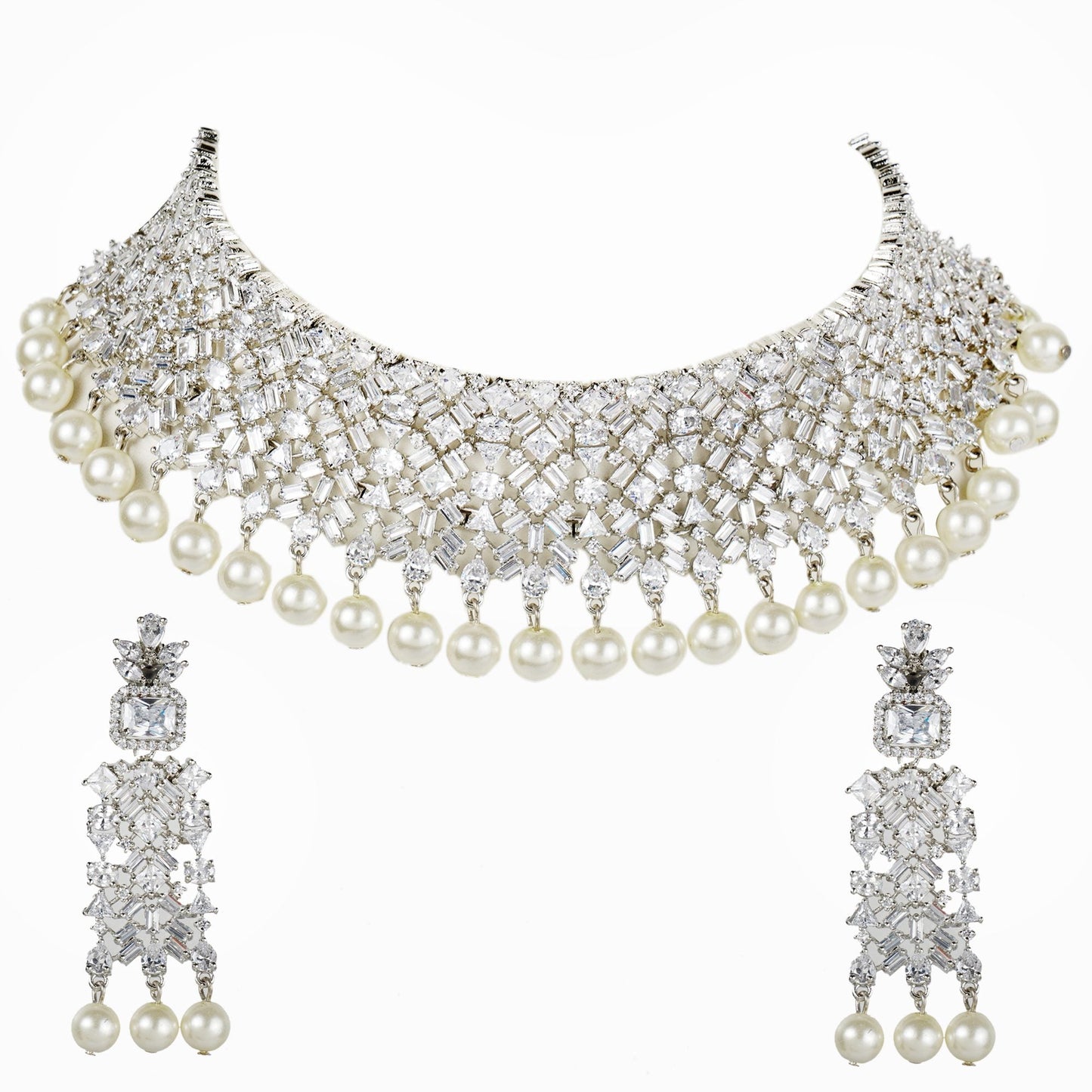 Timeless Diamonte Necklace Set - Auraa Trends - Choker - # - Auraa Trends - Timeless Diamonte Necklace Set