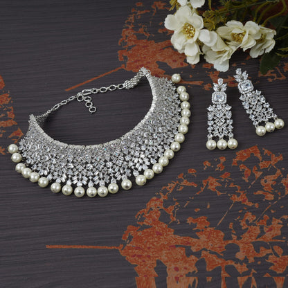 Timeless Diamonte Necklace Set - Auraa Trends - Choker - # - Auraa Trends - Timeless Diamonte Necklace Set