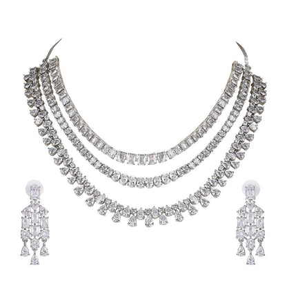 Timeless Multi - Layer Diamond Necklace Set - Auraa Trends - Necklace Set - Timeless Multi - Layer Diamond Necklace Set