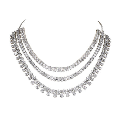 Timeless Multi - Layer Diamond Necklace Set - Auraa Trends - Necklace Set - Timeless Multi - Layer Diamond Necklace Set