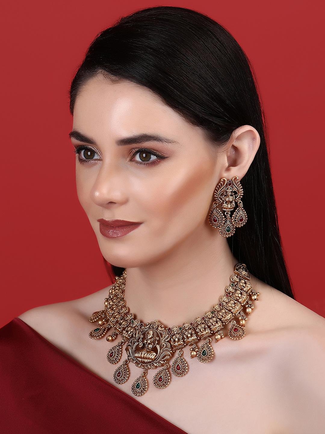 Traditional Brown Kundan Necklace Set - Auraa Trends - Necklaces - # - Auraa Trends - Traditional Brown Kundan Necklace Set