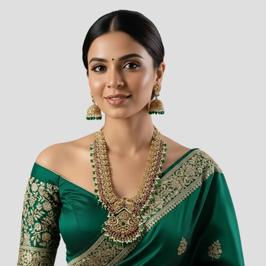 Antique Gold-Plated Temple Necklace Set for Women