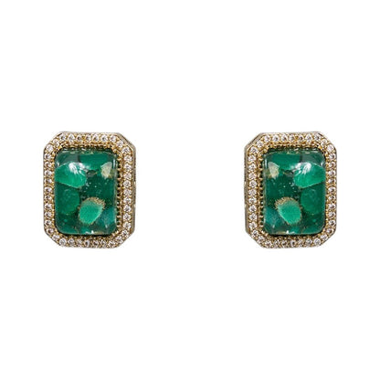 Vintage Emerald Green Choker and Stud Earrings Set - Auraa Trends - Choker - # - Auraa Trends - Vintage Emerald Green Choker and Stud Earrings Set