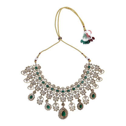 Wedding Necklace Set Gold And Green - Auraa Trends - Necklaces set - # - Auraa Trends - Wedding Necklace Set Gold And Green